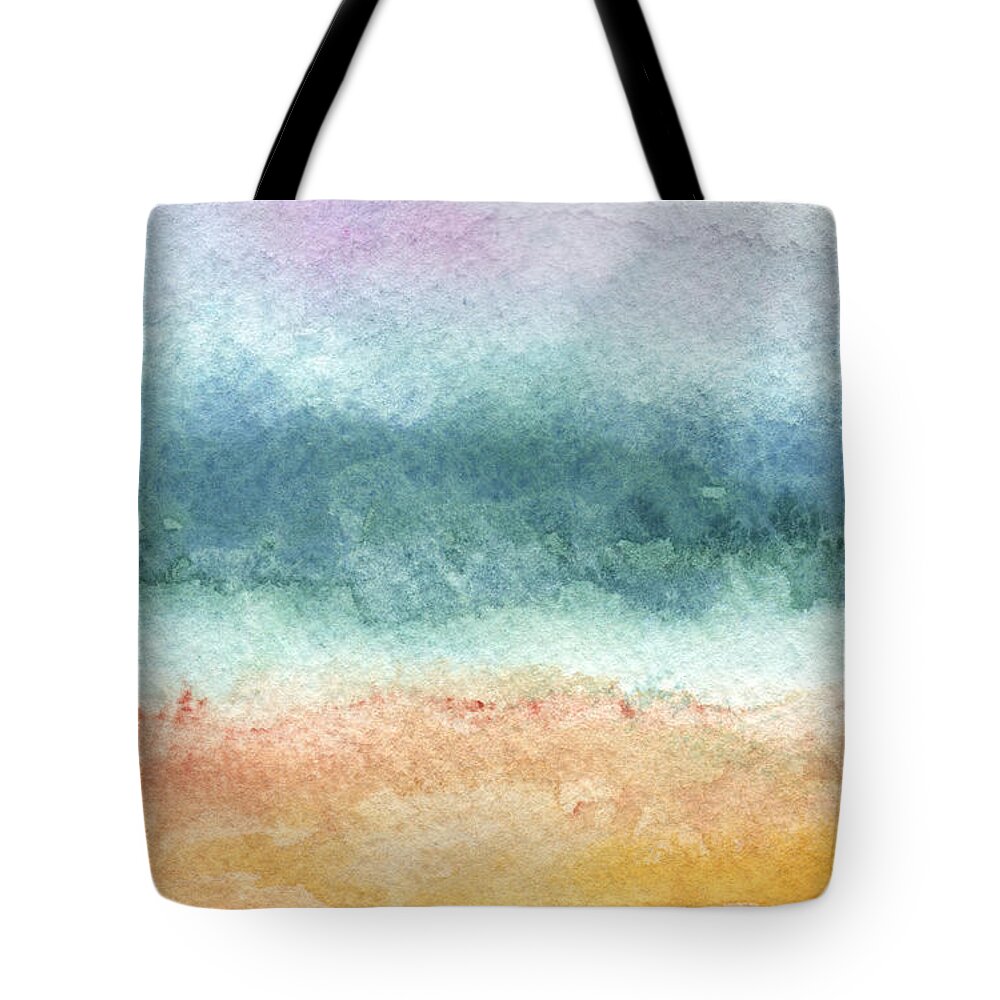 Abstract Tote Bag featuring the painting Sand and Sea by Linda Woods