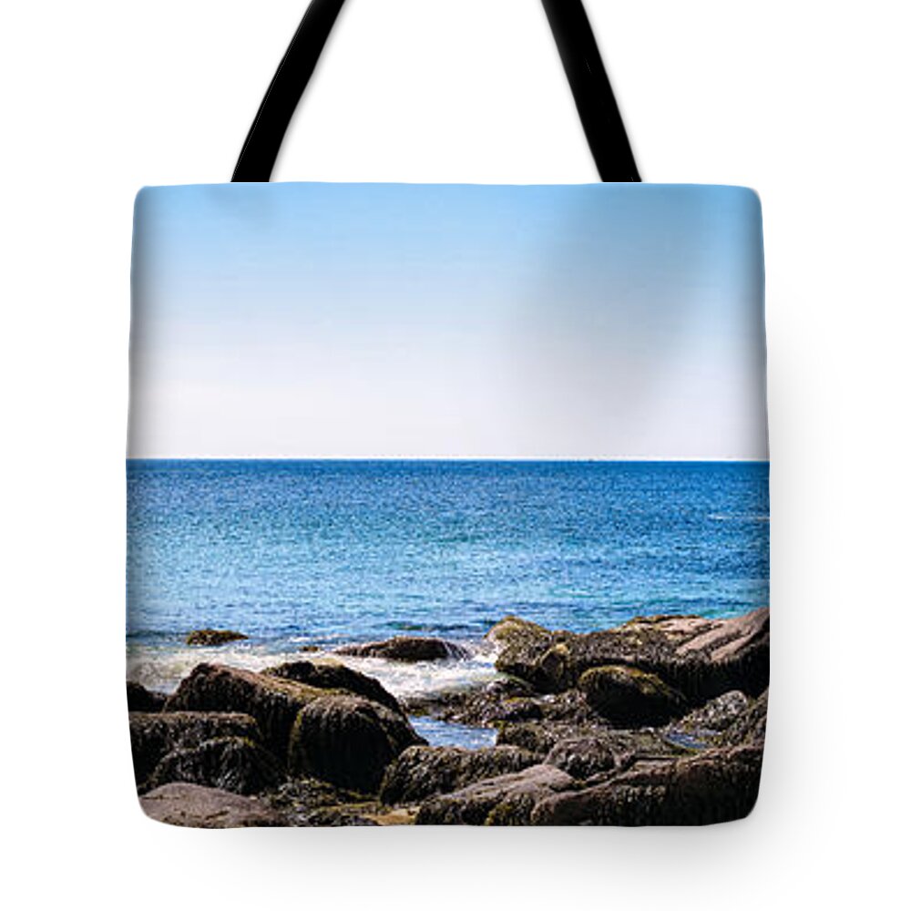 Atlantic Tote Bag featuring the photograph Sand Beach Rocky Shore  by Lars Lentz