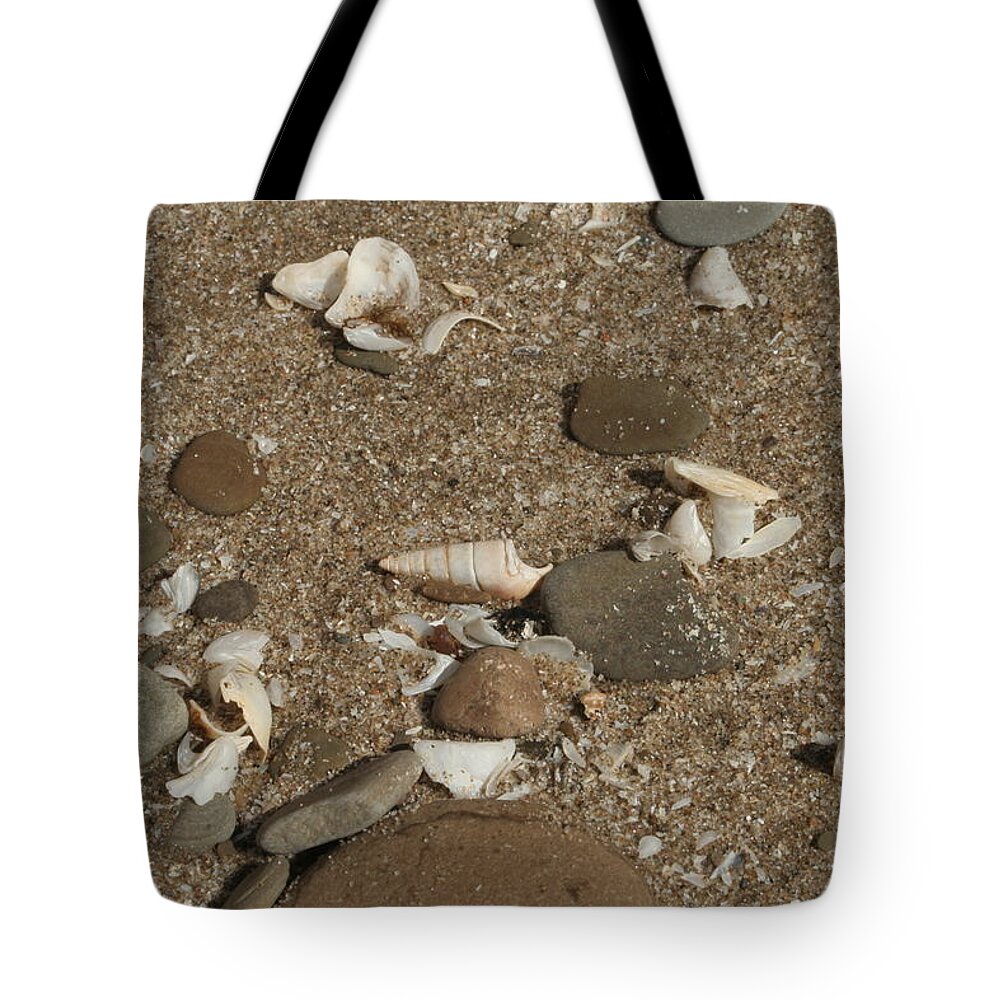 Sand Tote Bag featuring the photograph Sand Pebbles and Shells by Valerie Collins