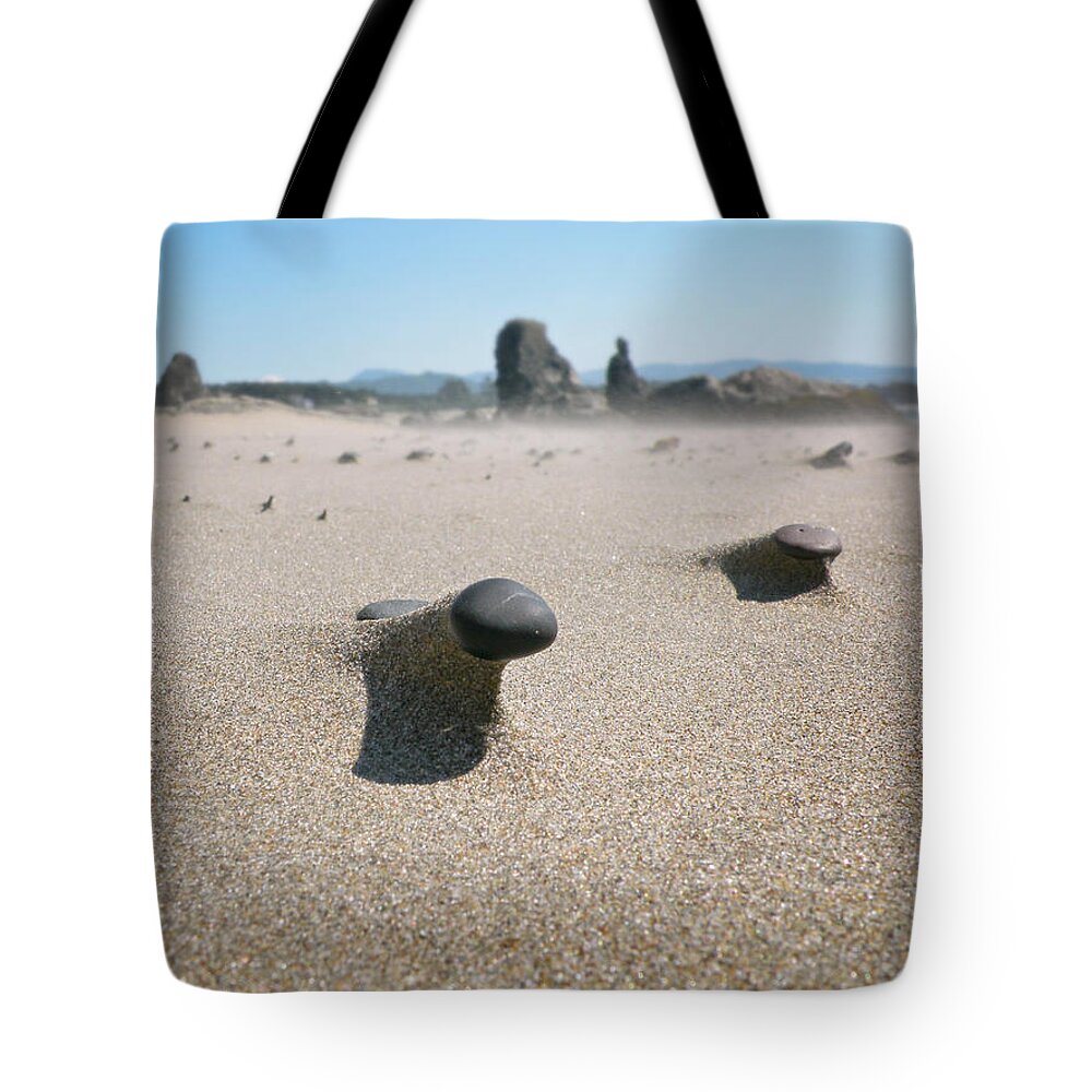 Sand Stones Tote Bag featuring the photograph Sand Stones by Micki Findlay