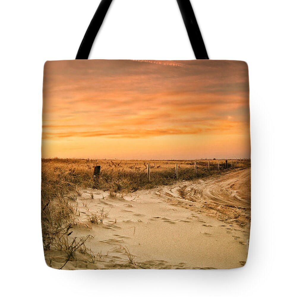 North America Tote Bag featuring the photograph Sandy Road Leading to the Beach by Sabine Jacobs