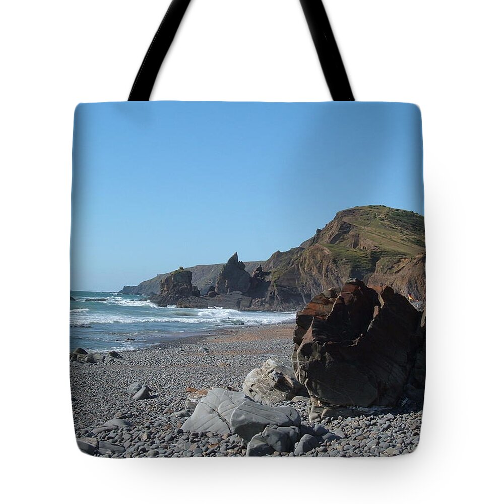 Sandymouth Tote Bag featuring the photograph Sandymouth North Cornwall by Richard Brookes
