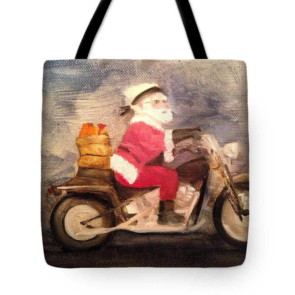 Santa Tote Bag featuring the painting Santa Clause is Coming to Town by Sheila Mashaw