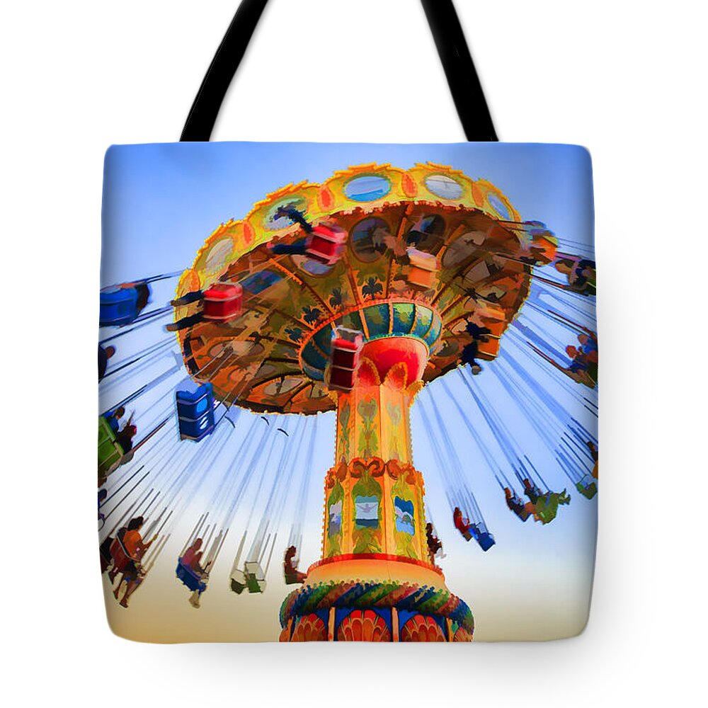 Carnival Tote Bag featuring the photograph Santa Cruz Seaswing At Sunset 6 Painterly by Scott Campbell
