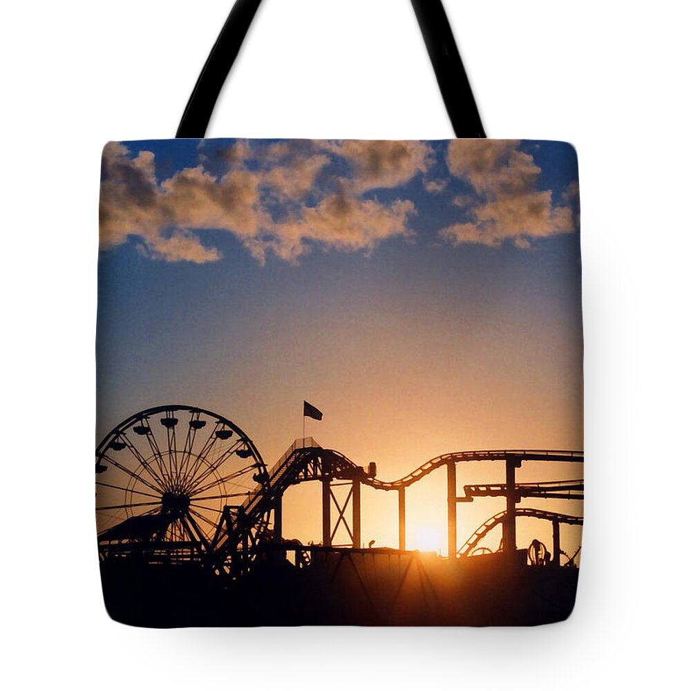 #faatoppicks Tote Bag featuring the photograph Santa Monica Pier by Art Block Collections