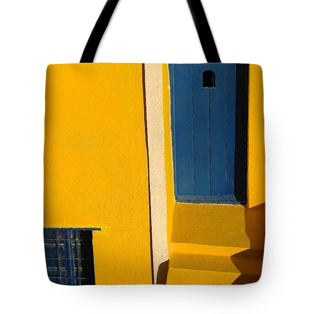 Oia Tote Bag featuring the photograph Santorini Doorway by Suzanne Oesterling