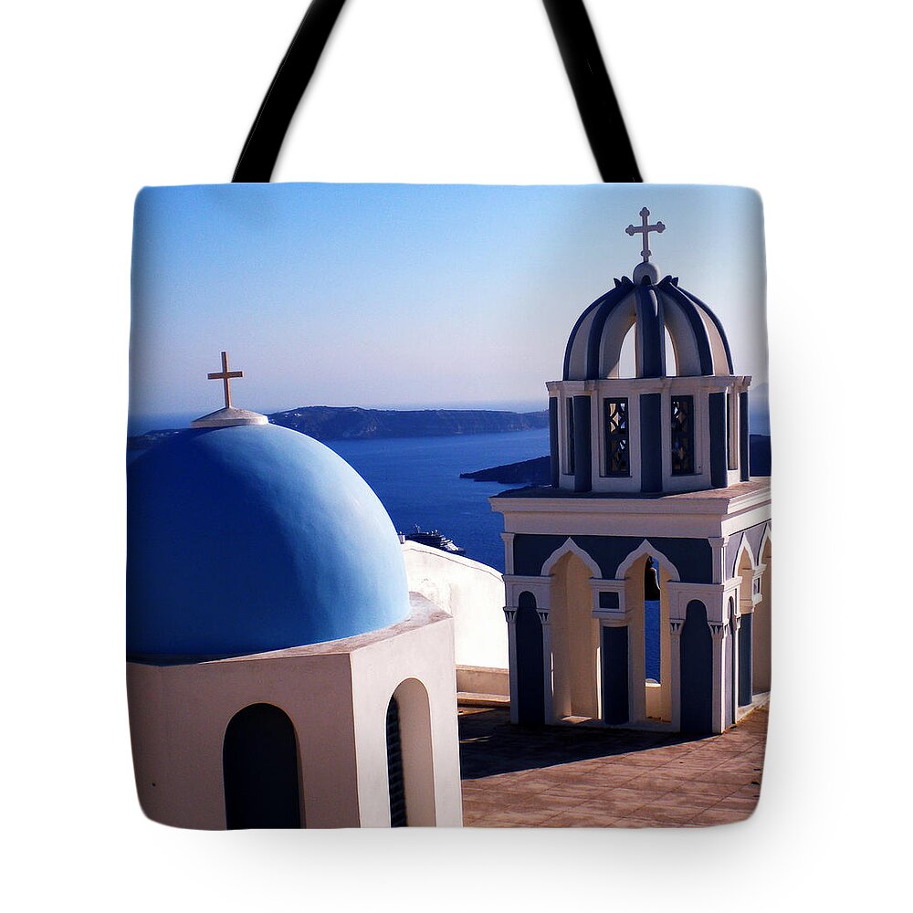 Colette Tote Bag featuring the photograph Santorini Island Church Greece by Colette V Hera Guggenheim