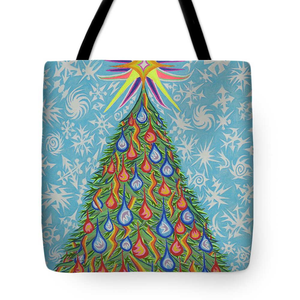 Christmas Tree Tote Bag featuring the painting Sapin Noel by Robert SORENSEN