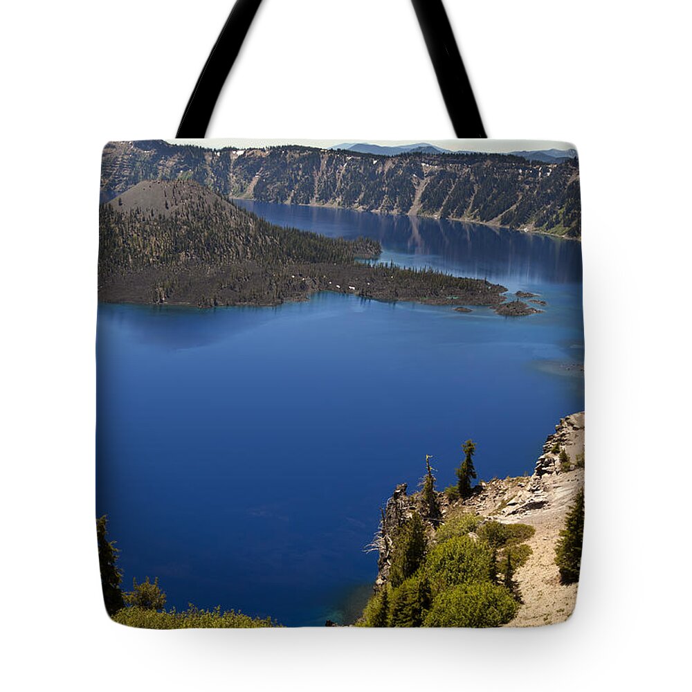 Peaceful Tote Bag featuring the photograph Sapphire Blue Crater Lake by David Millenheft