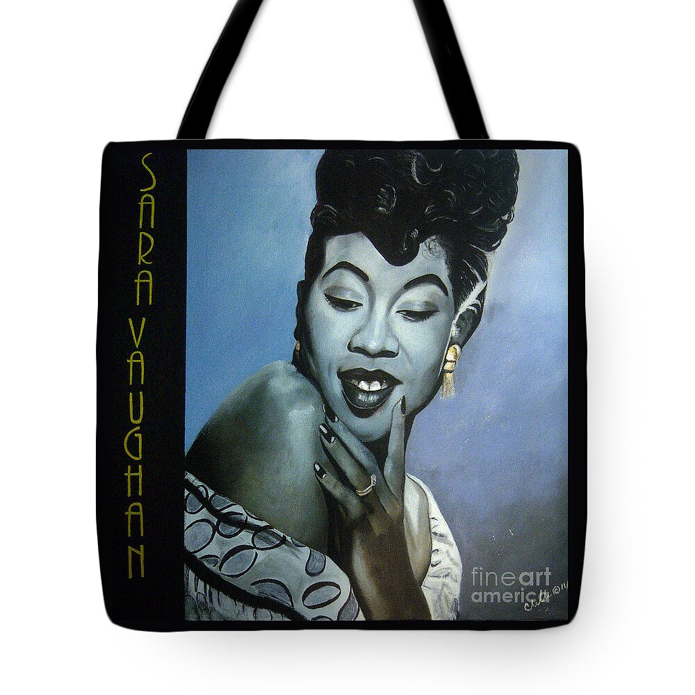 Portrait Tote Bag featuring the painting Sarah Vaughan by Michelle Brantley