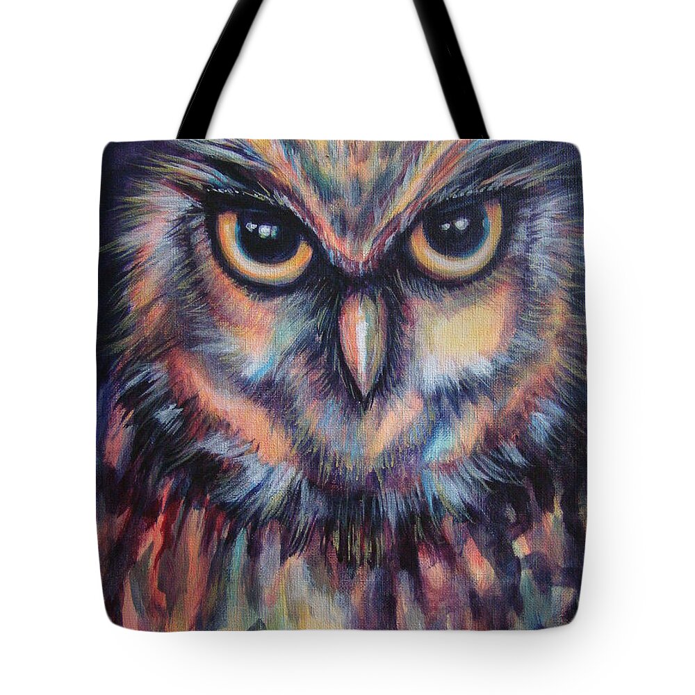 Owl Tote Bag featuring the painting SaRa's owl by Jack No War