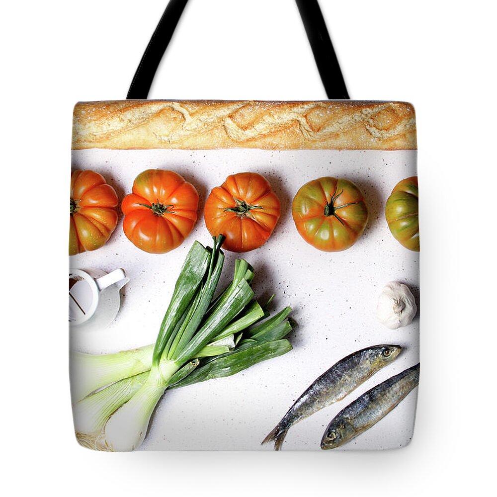 White Background Tote Bag featuring the photograph ·sardin Zaharra· by Aaron Leprou