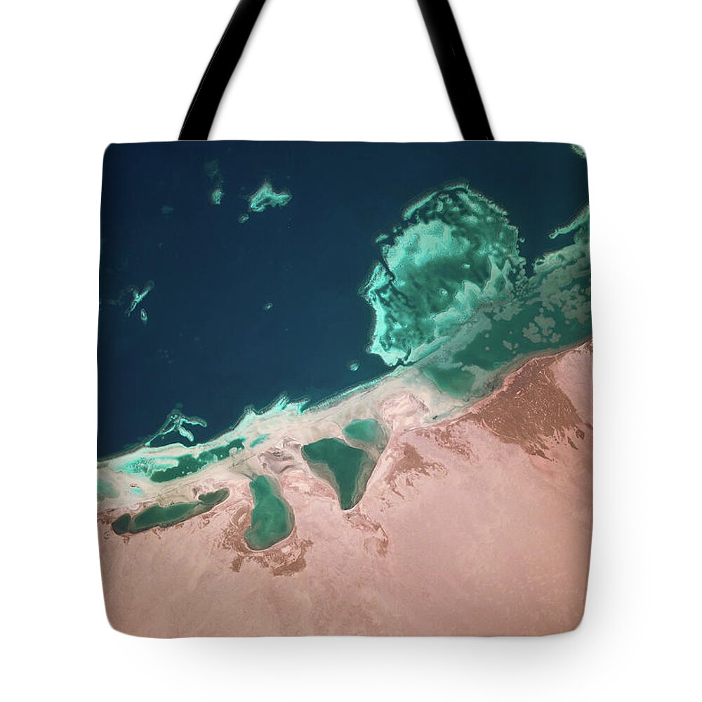 Photography Tote Bag featuring the photograph Satellite View Of Coastal Area And Red by Panoramic Images