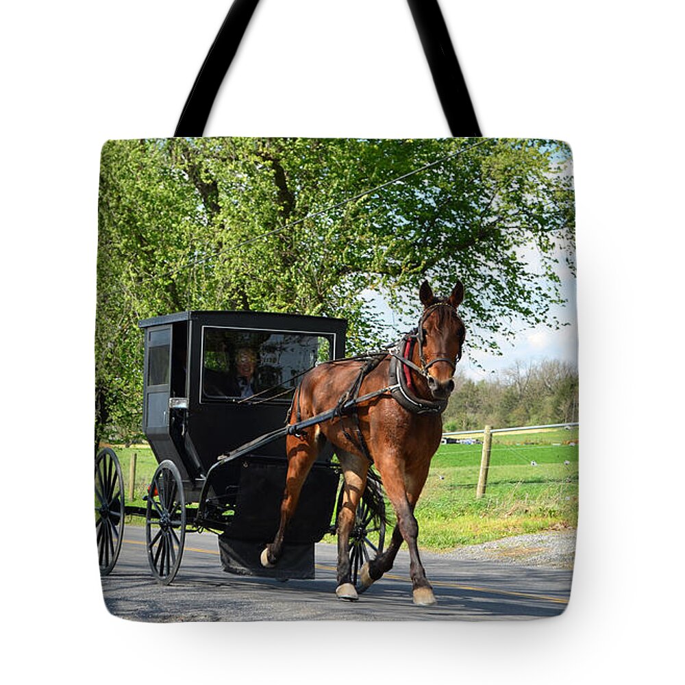 Horse Tote Bag featuring the photograph Saturday Buggy Ride by Cathy Shiflett