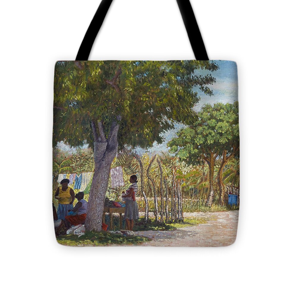 Marsh Harbour Tote Bag featuring the painting Saturday Morning At Blackwood by Ritchie Eyma