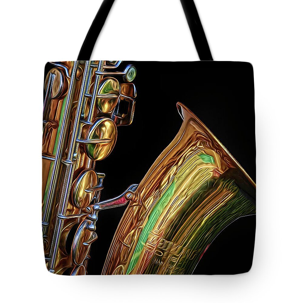 Saxophone Tote Bag featuring the photograph Saxophone by Dave Mills
