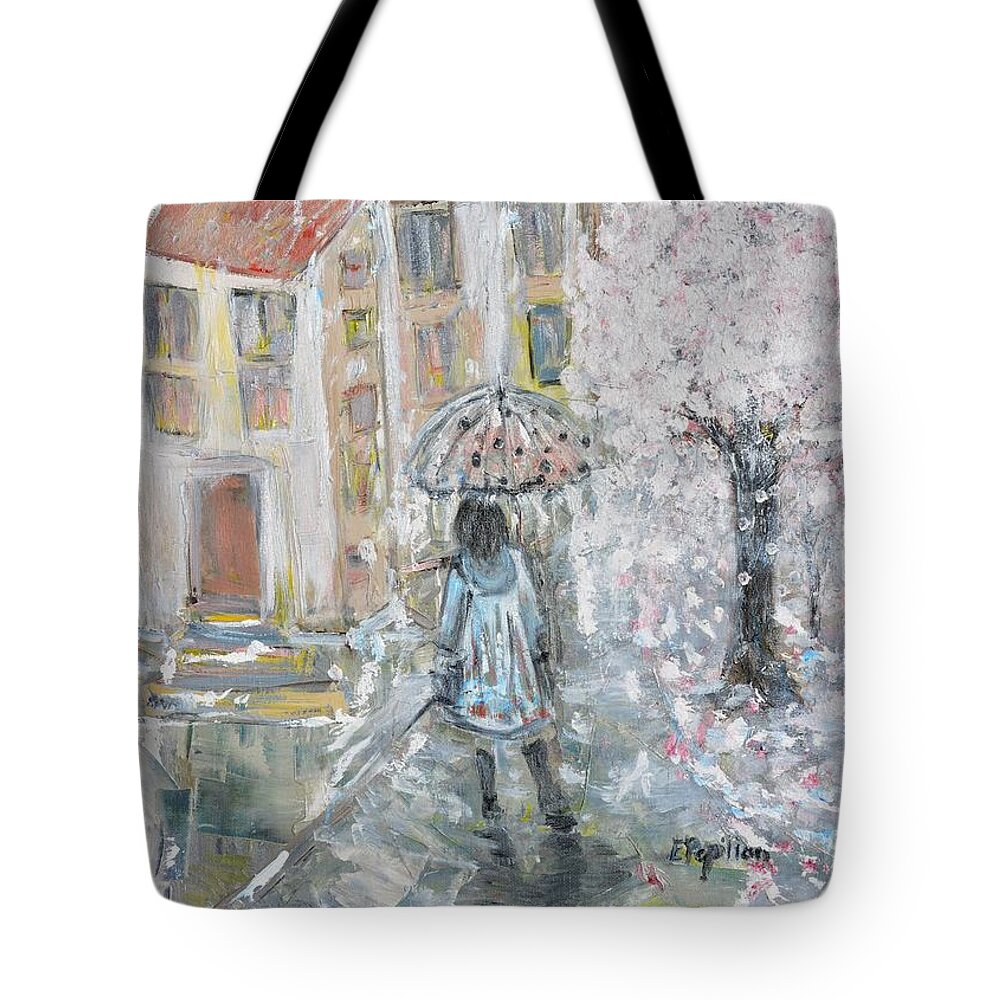 Spring Tote Bag featuring the painting Scent of Spring by Evelina Popilian