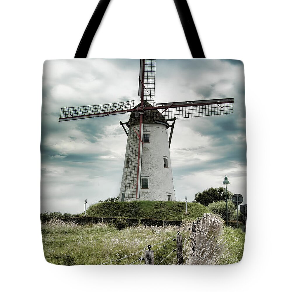 Damme Windmill Tote Bag featuring the photograph Schellemolen Windmill by Phyllis Taylor