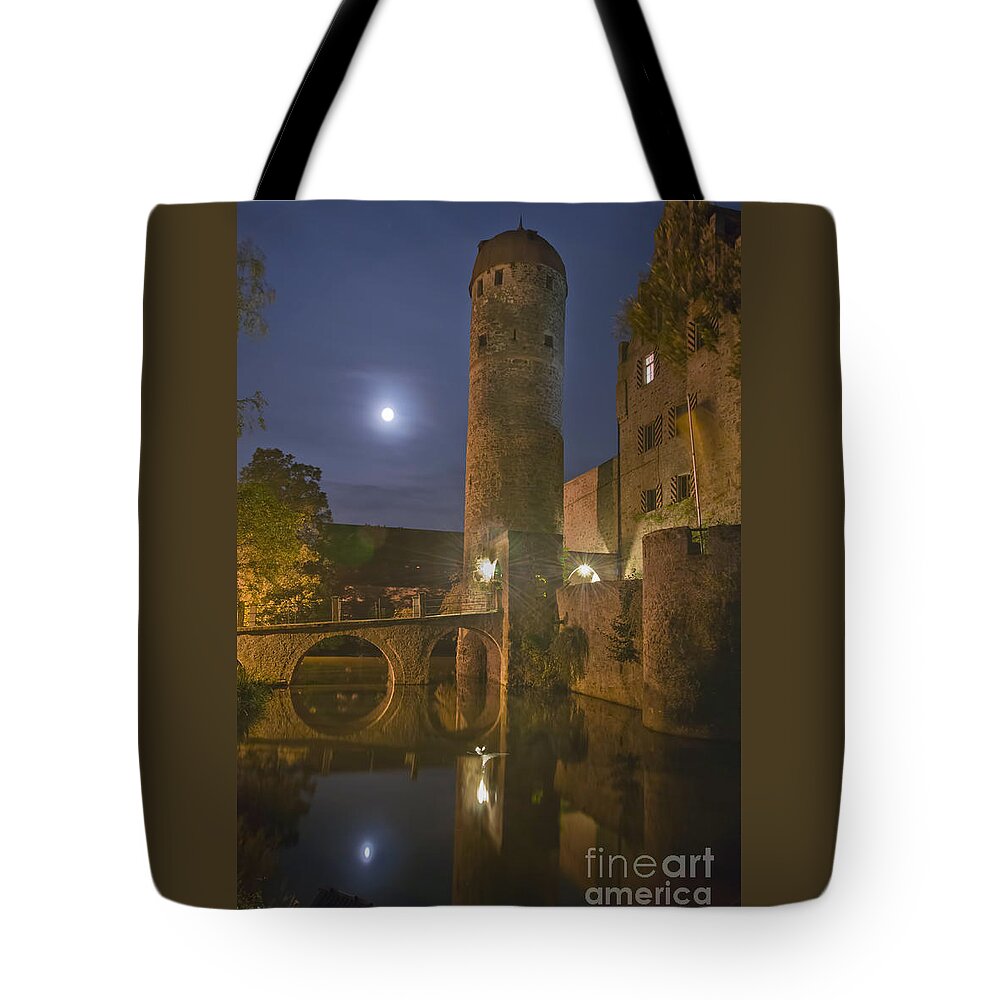 Germany Tote Bag featuring the photograph Schloss Sommersdorf by Moonlight by Alan Toepfer