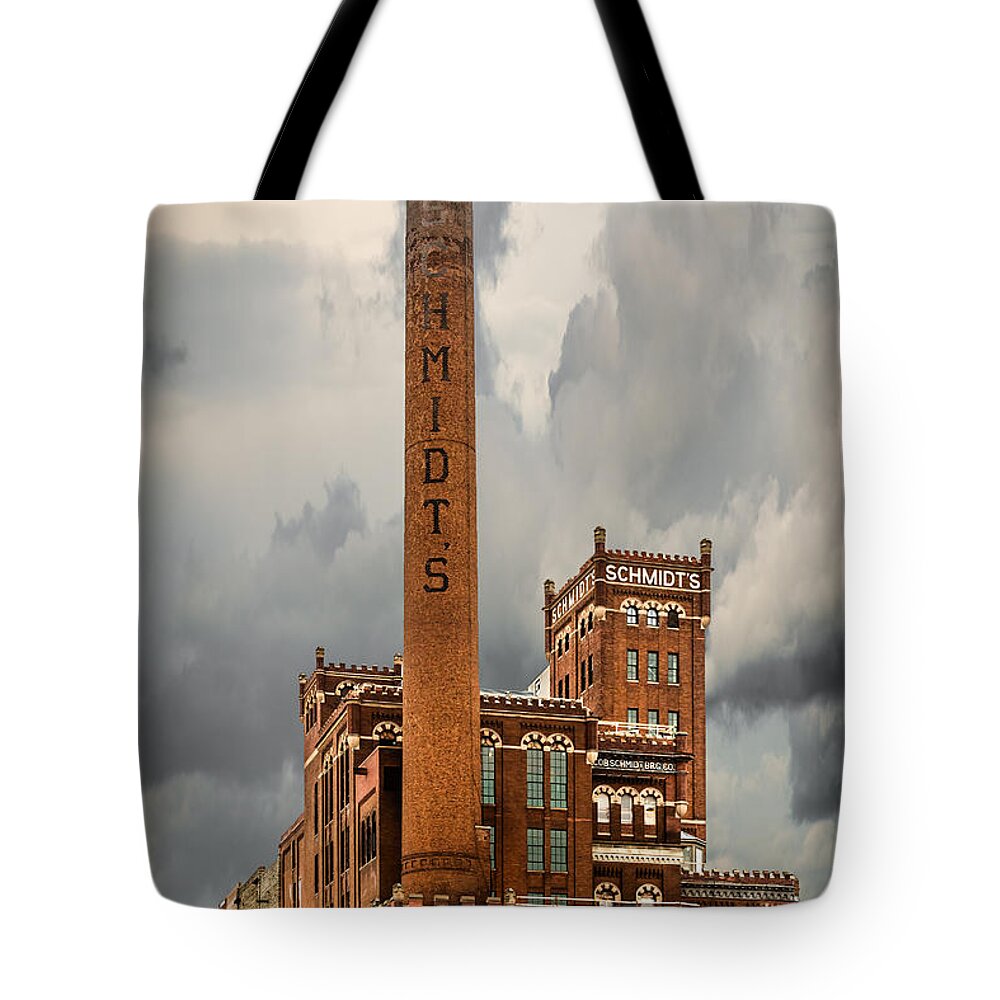 Schmidt Tote Bag featuring the photograph Schmidt Brewery by Paul Freidlund