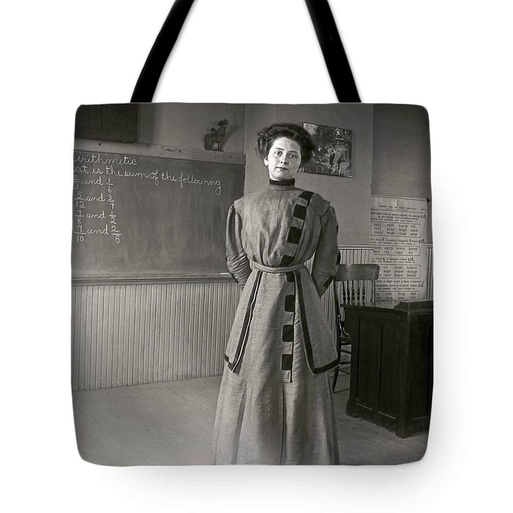 School Teacher Tote Bag featuring the photograph School Teacher 1890 by Martin Konopacki Restoration