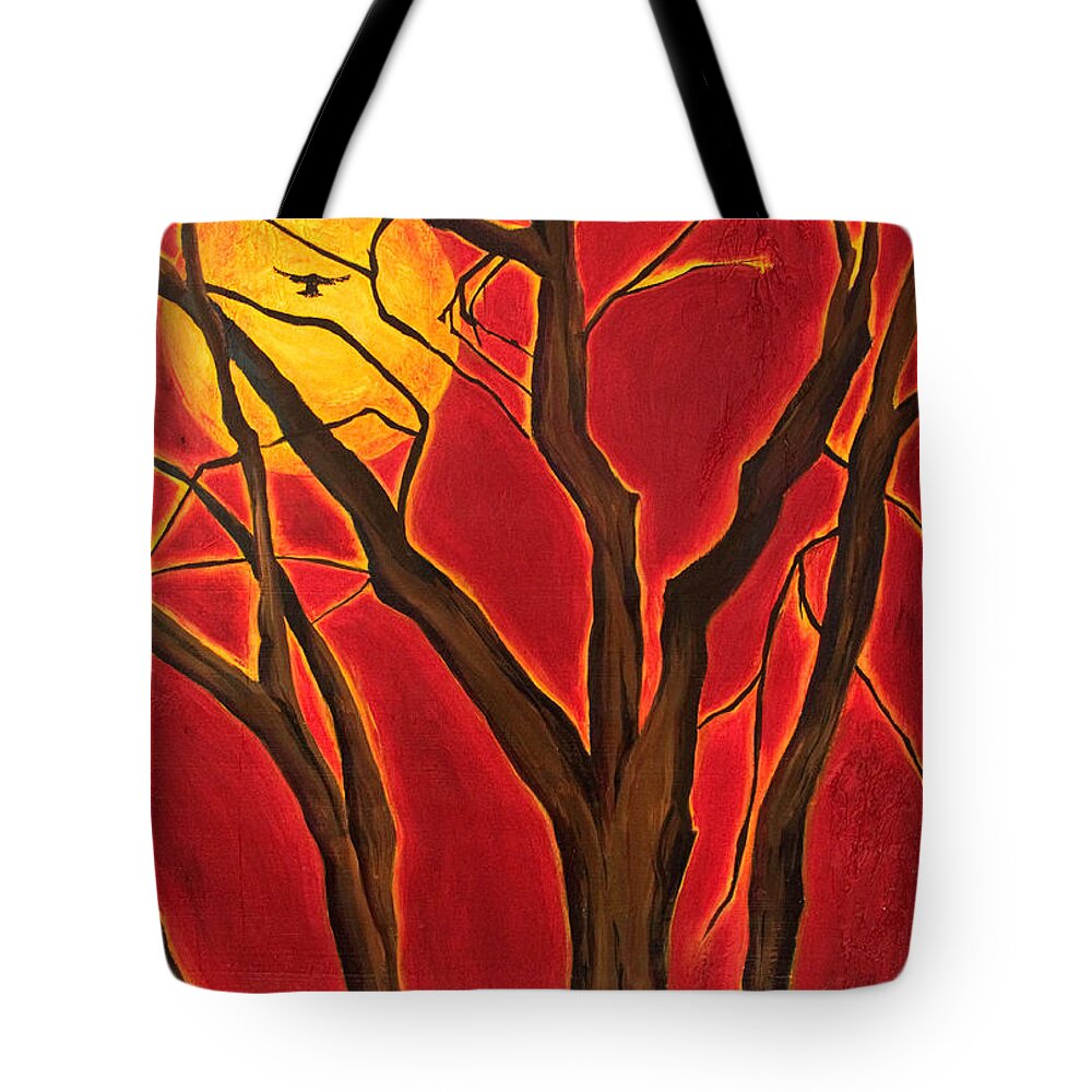 Textured Tote Bag featuring the painting Scorpio Sun by Jaime Haney by Jaime Haney