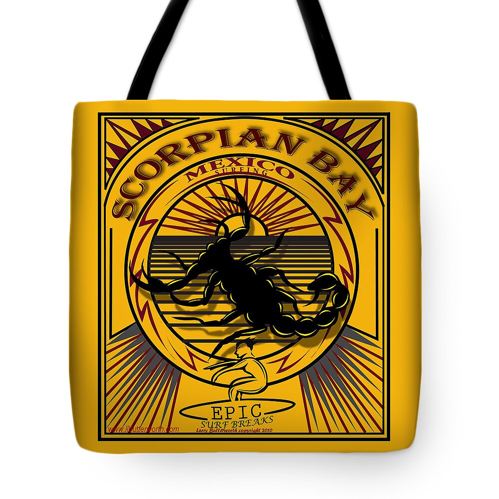 Surfing Tote Bag featuring the digital art Surfing Scorpion Bay Baja Mexico by Larry Butterworth