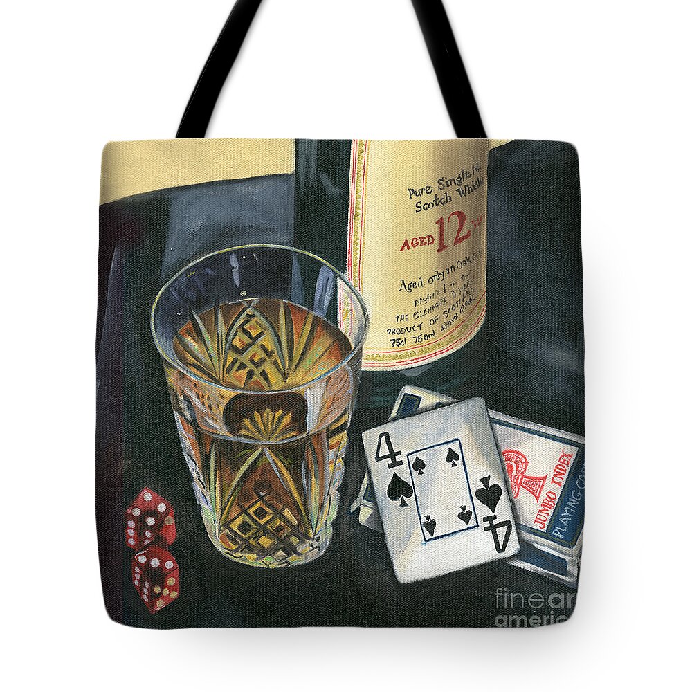 Scotch Tote Bag featuring the painting Scotch and Cigars 2 by Debbie DeWitt