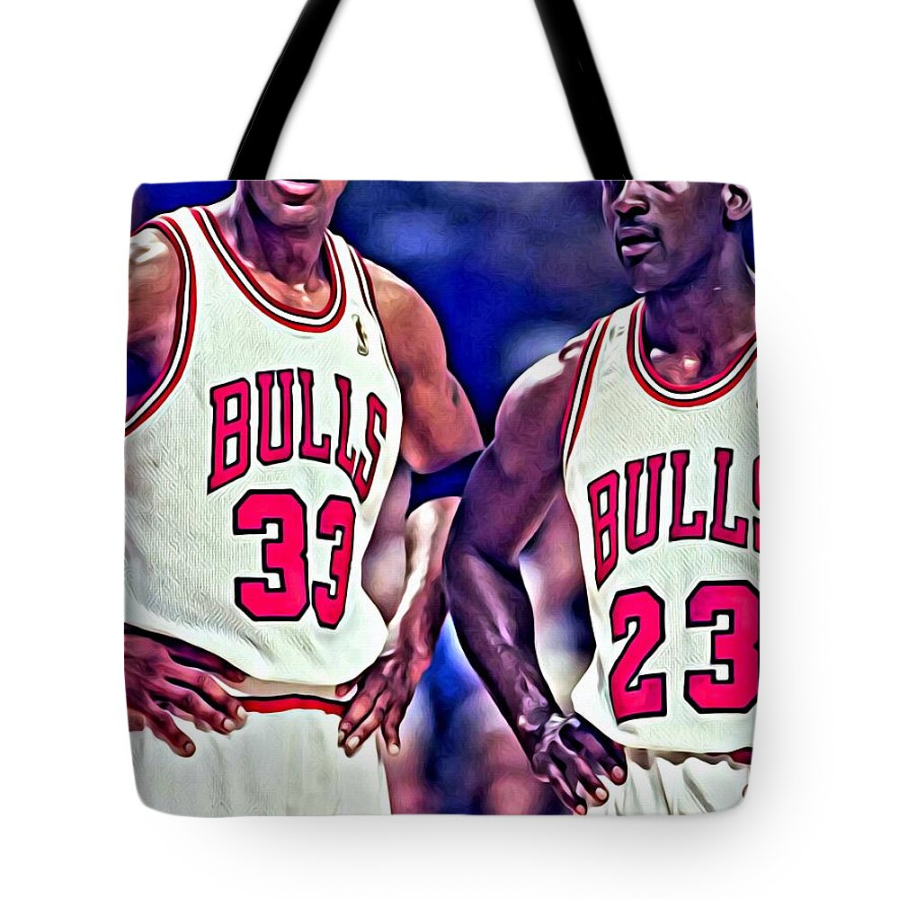 National Tote Bag featuring the painting Scottie and Michael by Florian Rodarte