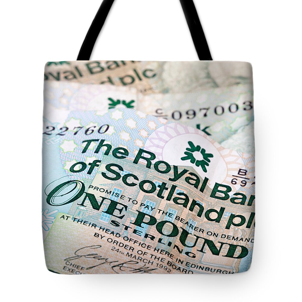 Scottish Tote Bag featuring the photograph Scottish Pound Notes by Diane Macdonald