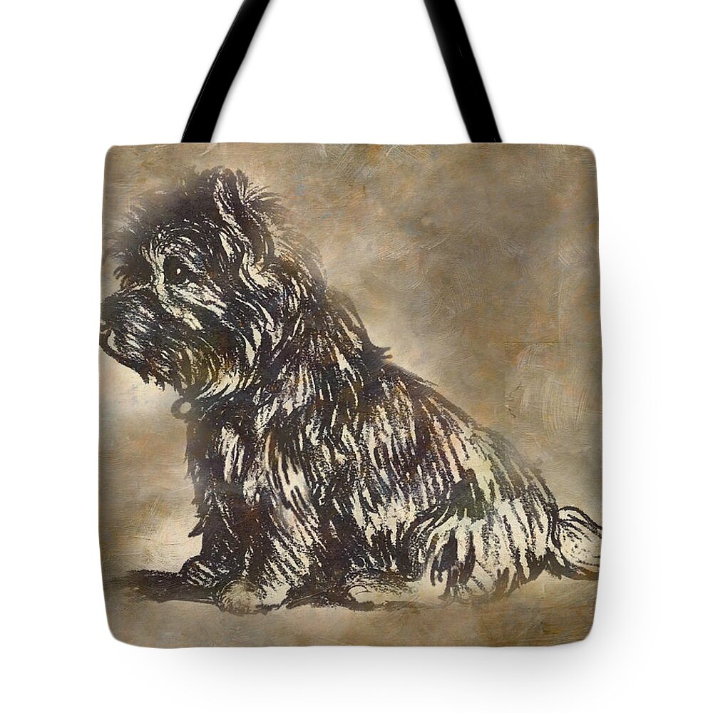 Scotty Tote Bag featuring the painting Scotty Dog by George Pedro