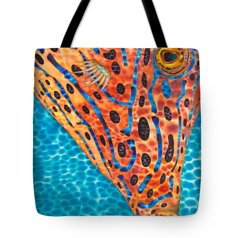 Scrawled Filefish Tote Bag featuring the painting Scrawled File Fish by Daniel Jean-Baptiste