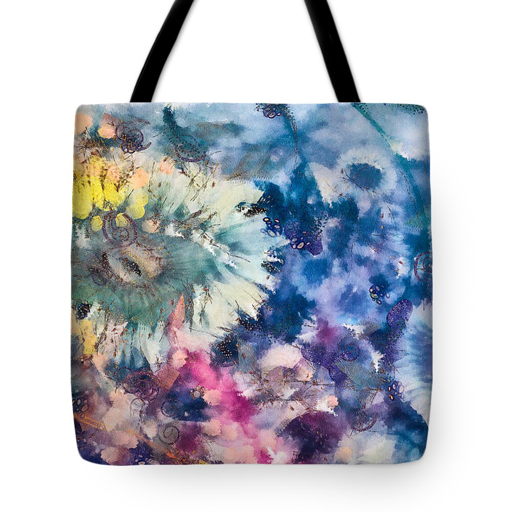 Sea Anemone Tote Bag featuring the mixed media Sea Anemone Garden by Priya Ghose