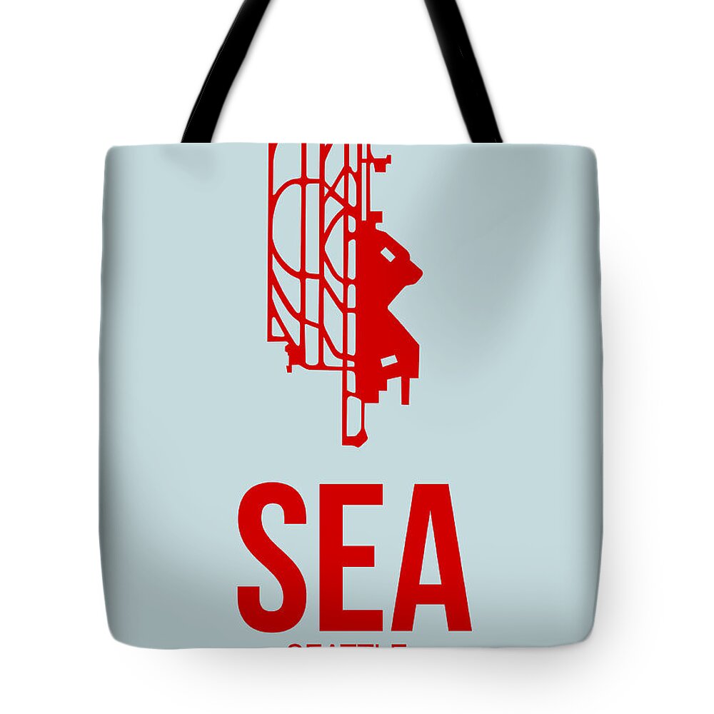 Seattle Tote Bag featuring the digital art SEA Seattle Airport Poster 1 by Naxart Studio