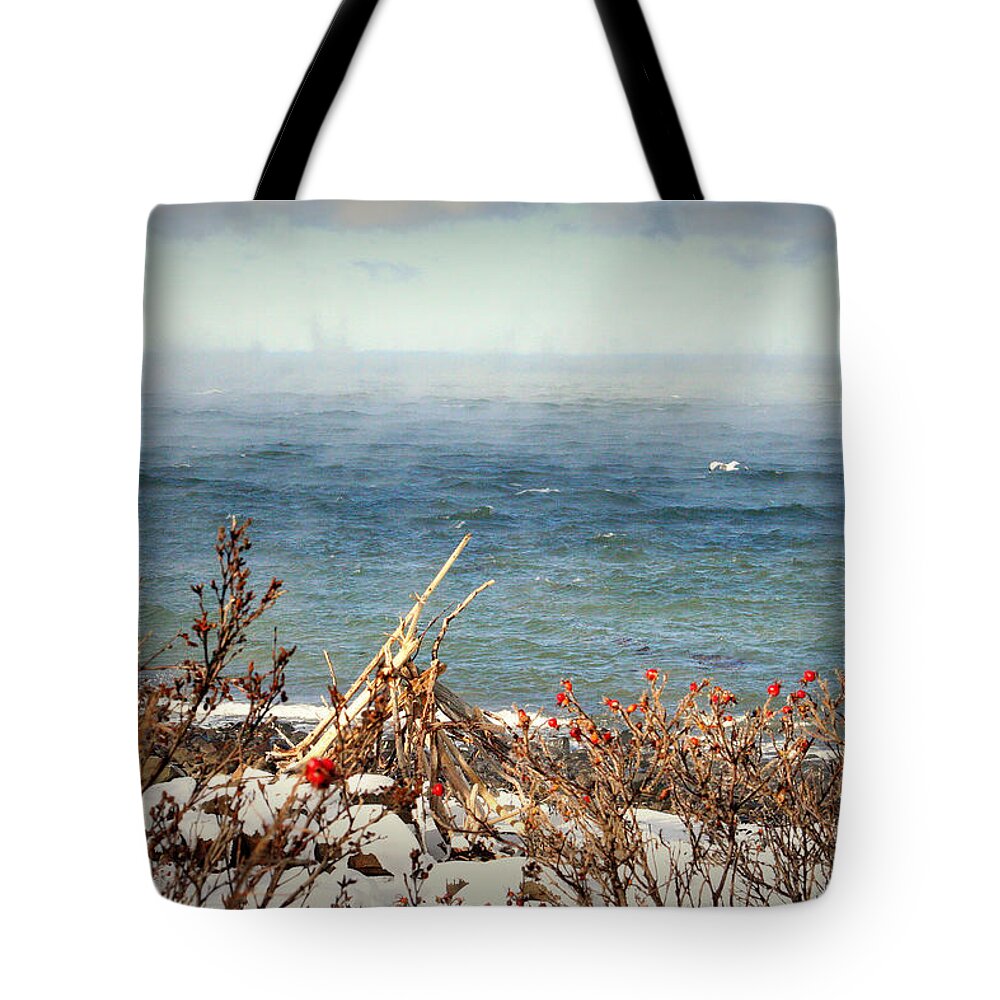 Ocean Tote Bag featuring the photograph Sea Smoke by Sue Long