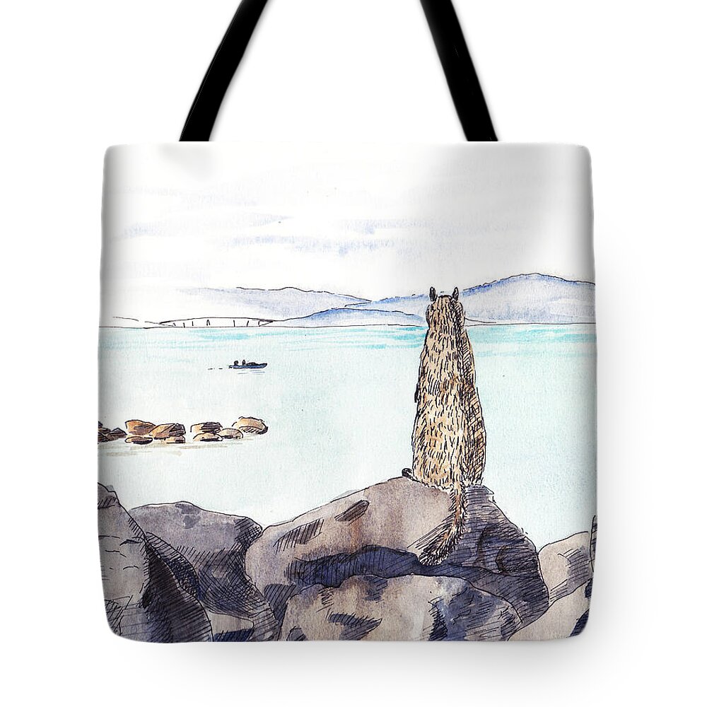 Sketch Tote Bag featuring the painting Sea Squirrel by Masha Batkova