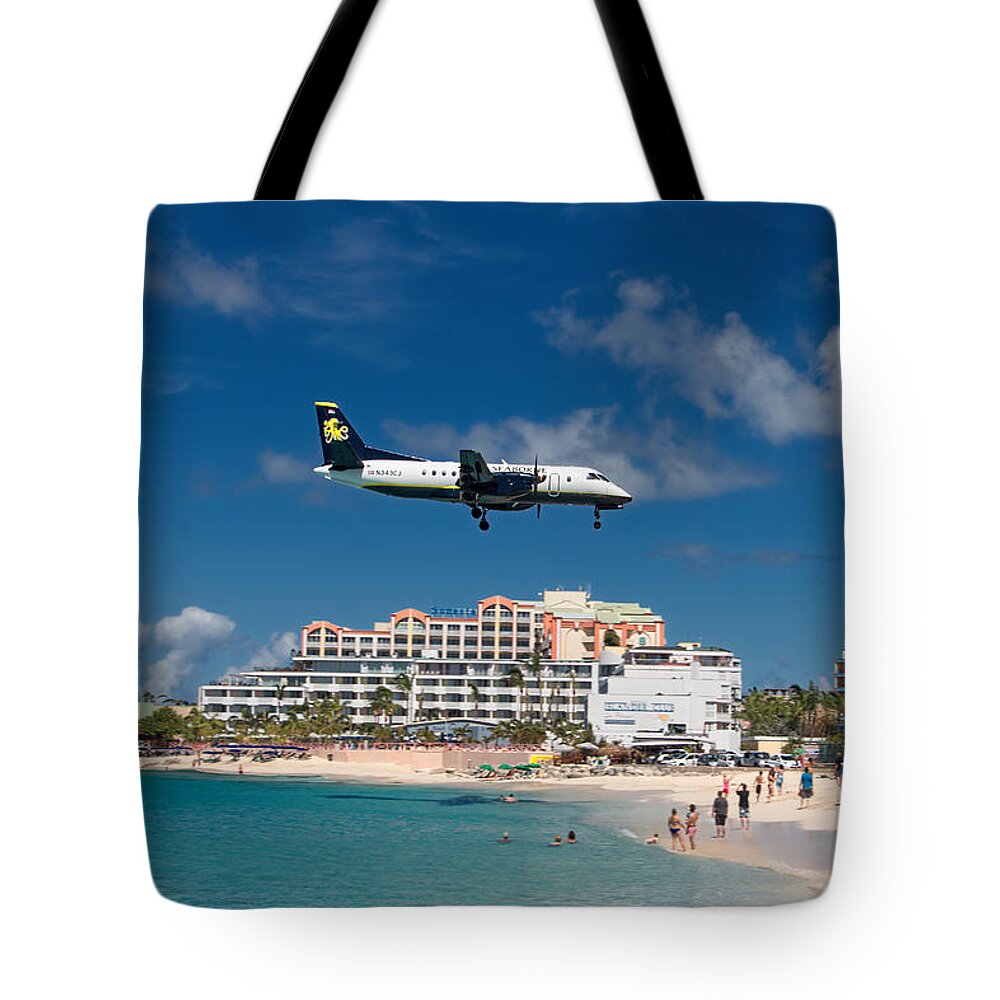 Seaborne Tote Bag featuring the photograph Seaborne Airlines at St. Maarten by David Gleeson
