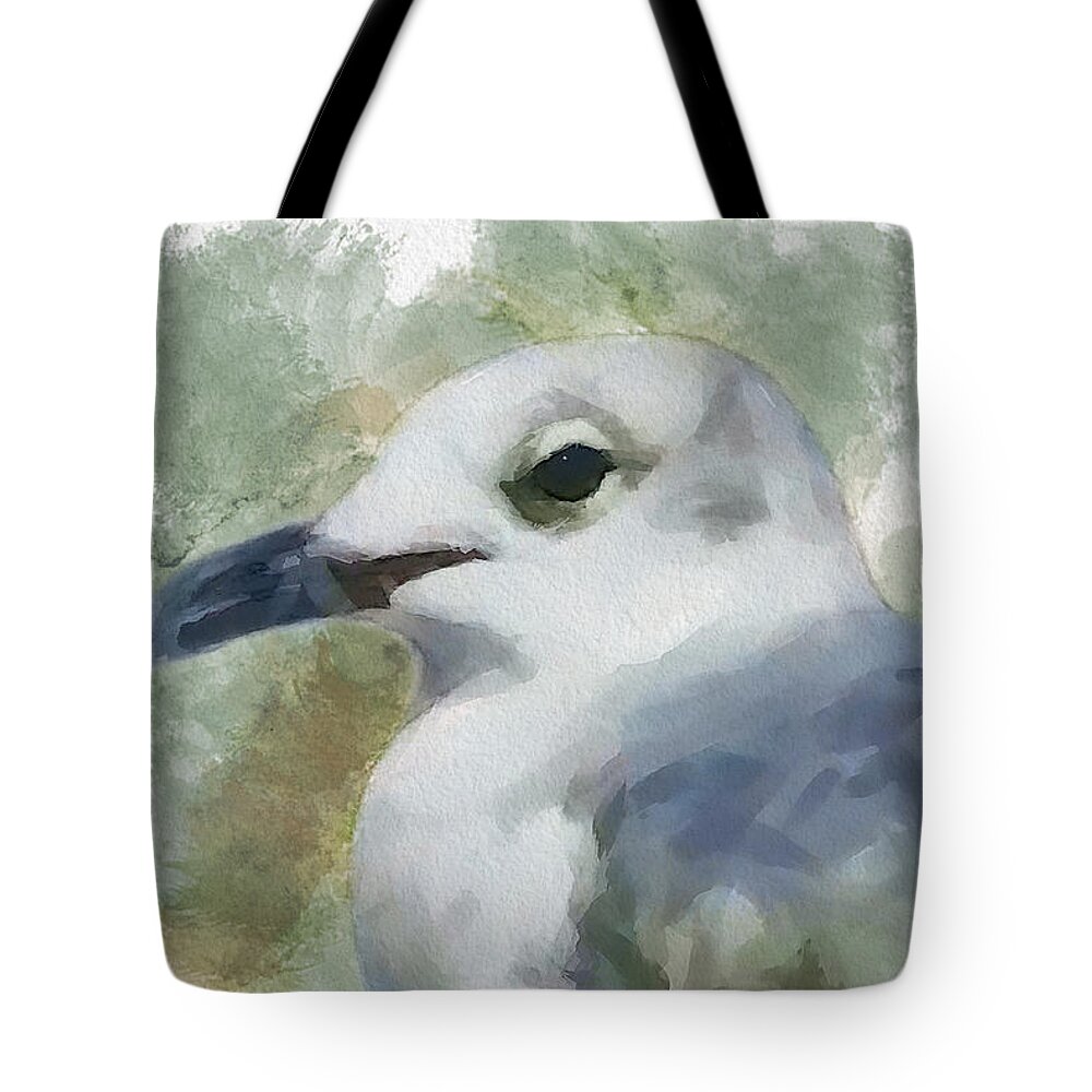 Seagull Tote Bag featuring the painting Seagull Closeup by Greg Collins