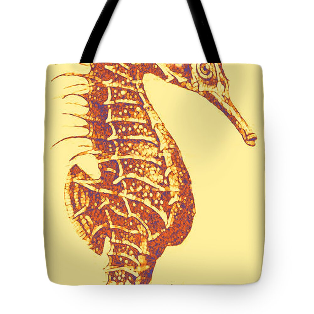 Sea Tote Bag featuring the digital art Seahorse- Left Facing by Jane Schnetlage