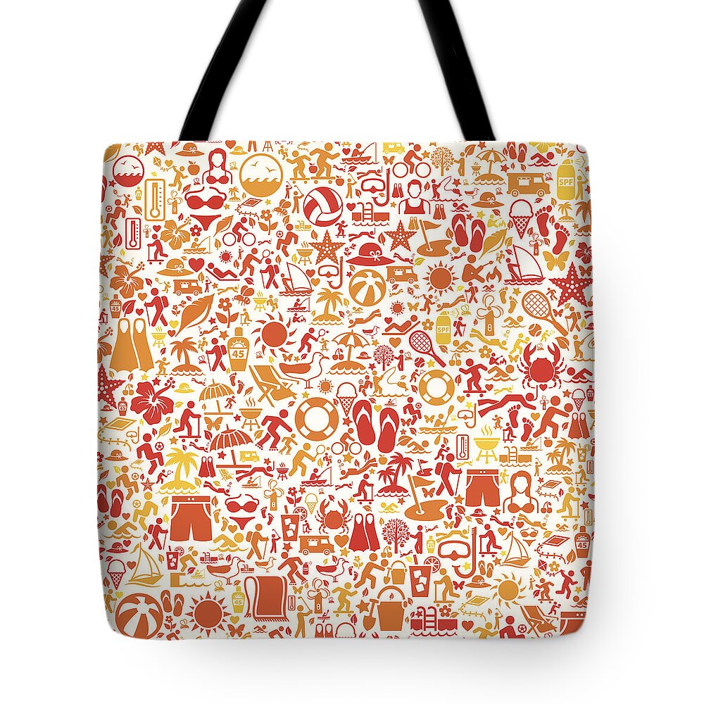 Orange Color Tote Bag featuring the digital art Seamless Summer Royalty Free Vector Art by Bubaone
