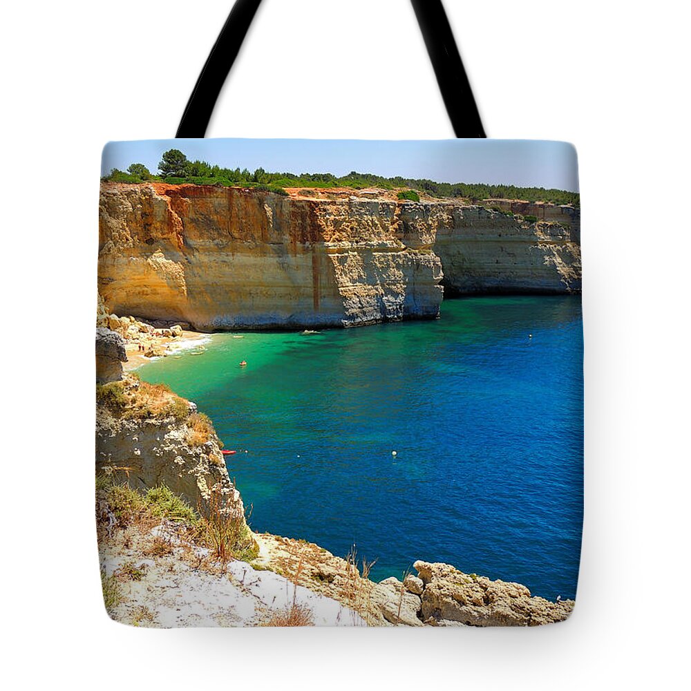 Algarve Tote Bag featuring the photograph Seascape Around Praia Do Benagil, Lagoa by Valter Jacinto