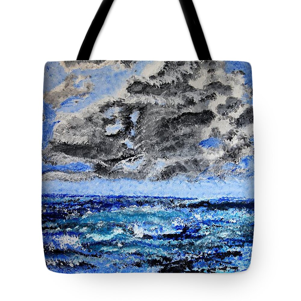 Sea Tote Bag featuring the painting Seascape by Valerie Ornstein