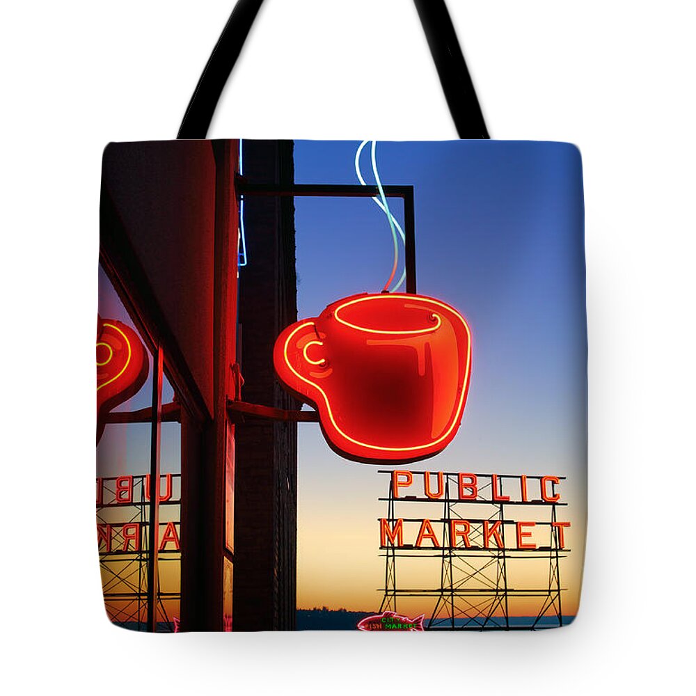 Seattle Tote Bag featuring the photograph Seattle Coffee by Inge Johnsson