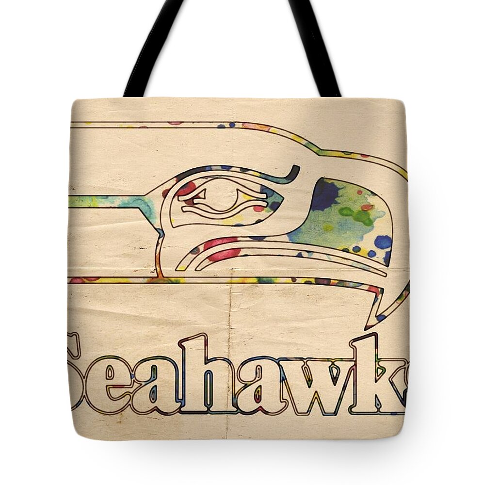 Seattle Seahawks Tote Bag featuring the painting Seattle Seahawks Vintage Poster by Florian Rodarte