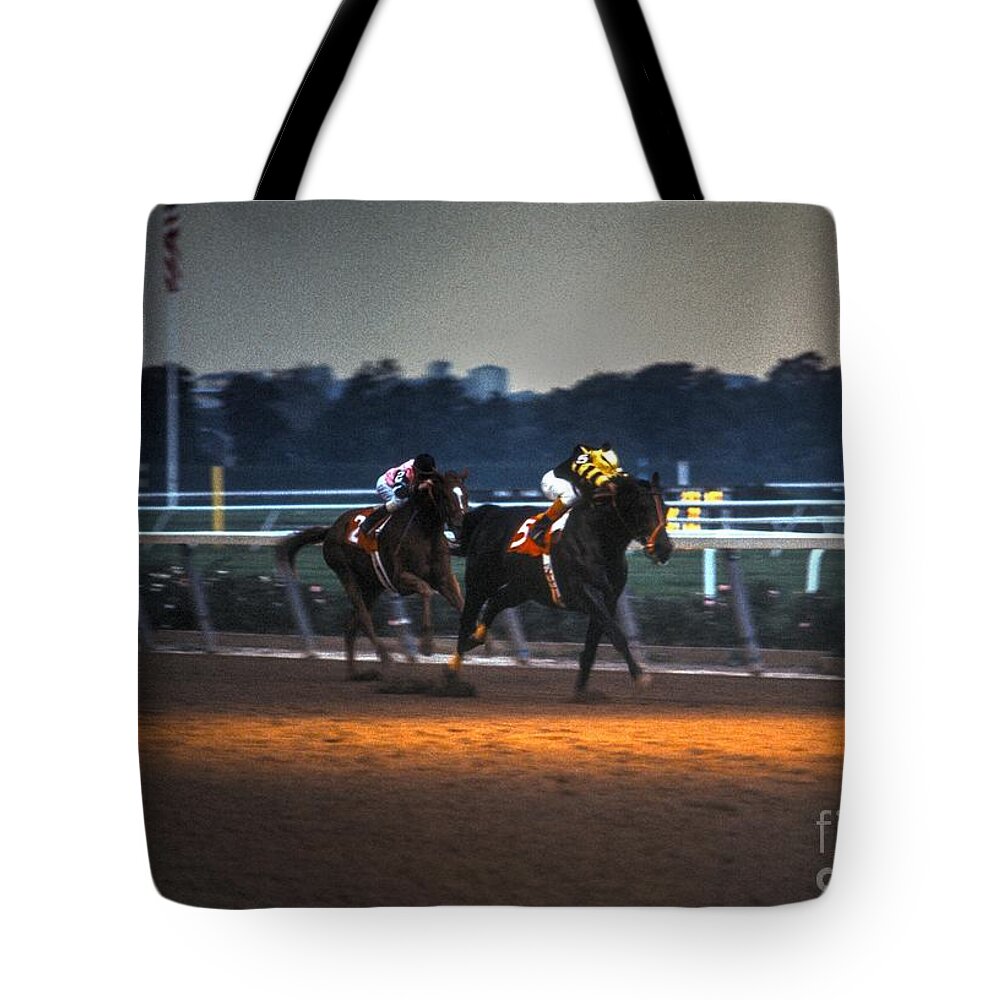 Seattle Slew And Affirmed Tote Bag featuring the photograph Seattle Slew and Affirmed by Marc Bittan