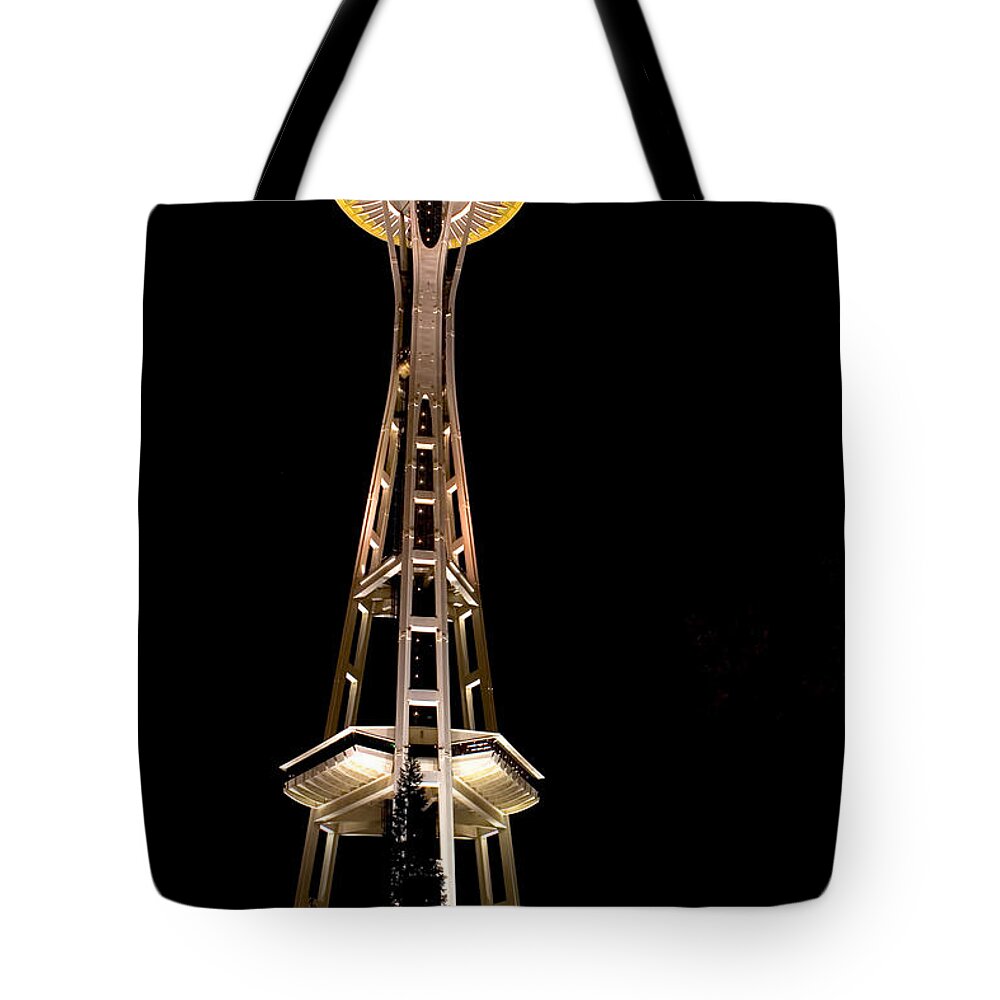 City Tote Bag featuring the photograph Seattle Space Needle at Night by David Smith