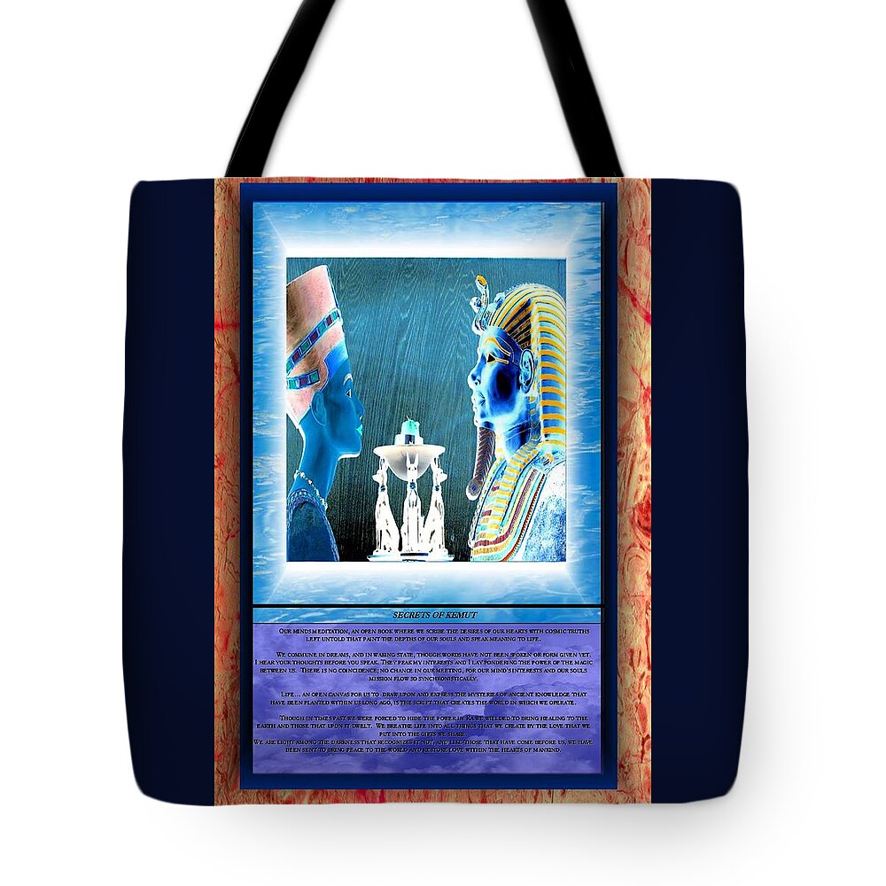 Kemet Tote Bag featuring the digital art Secrets of Kemet by Debra MChelle