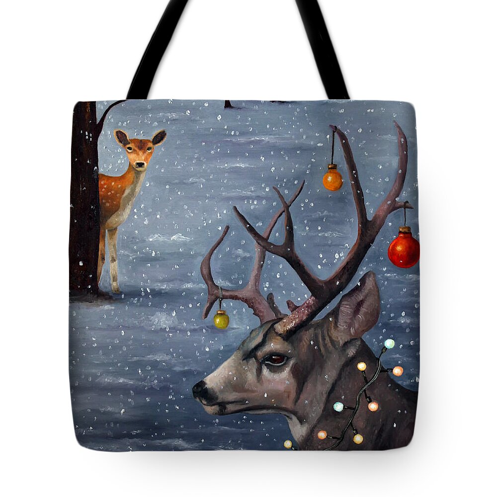 Deer Tote Bag featuring the painting Seduction by Leah Saulnier The Painting Maniac