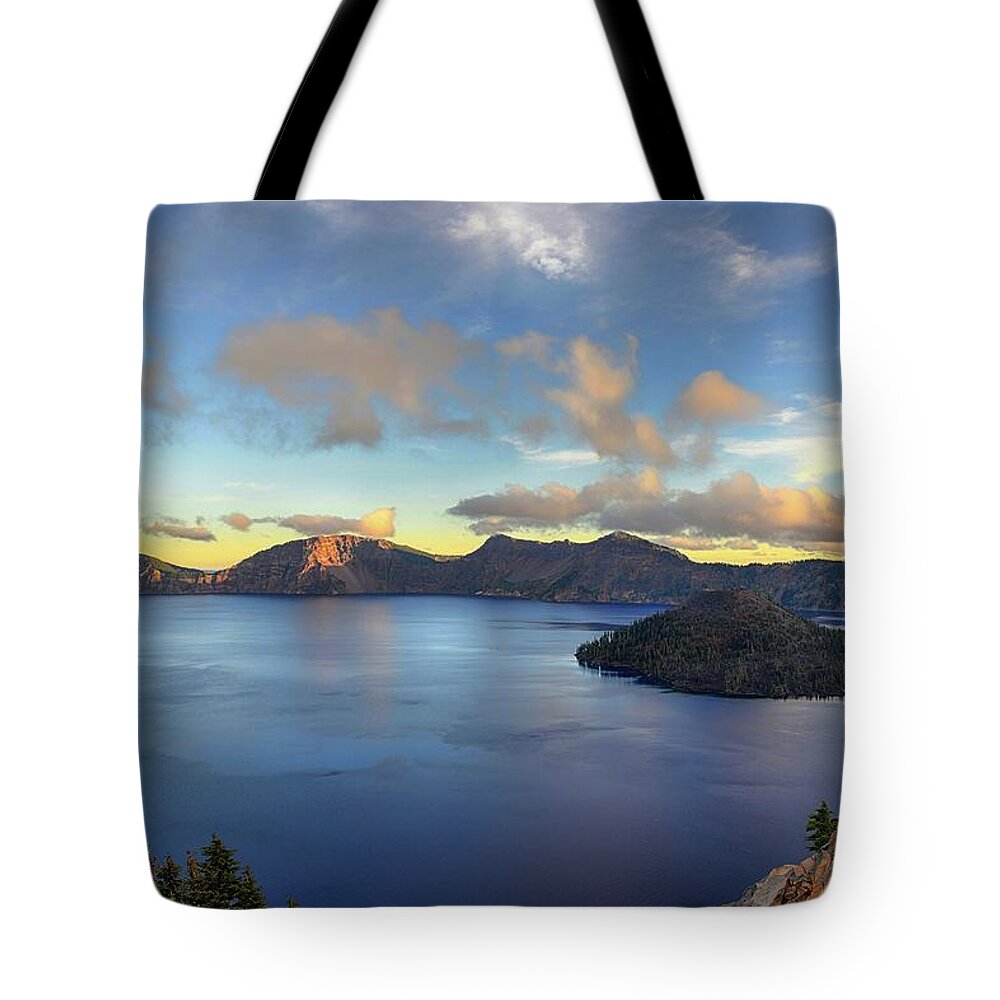 Crater Lake Tote Bag featuring the photograph Seeing Crater Lake For The First Time by Mark C Stevens