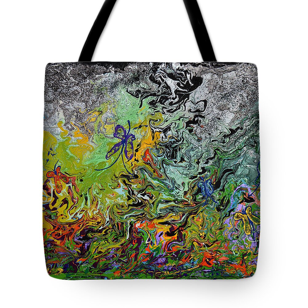 Modern Tote Bag featuring the painting Seeking Shelter by Donna Blackhall